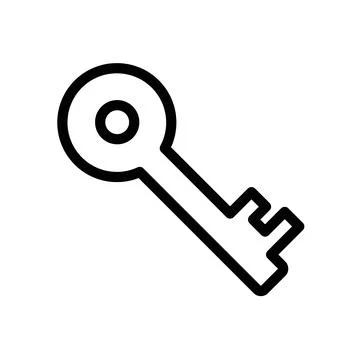 Key icon linear logo mark in black and white Stock Illustration