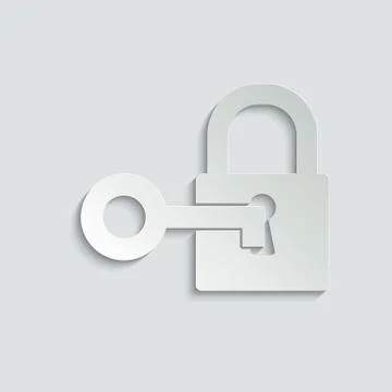 Key icon with lock symbol/ simple unlock symbol/ black vector icon set. Vecto Stock Illustration