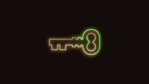 Key Icon Neon Seamless Loop 4K (Black Background) Stock Footage 310358553