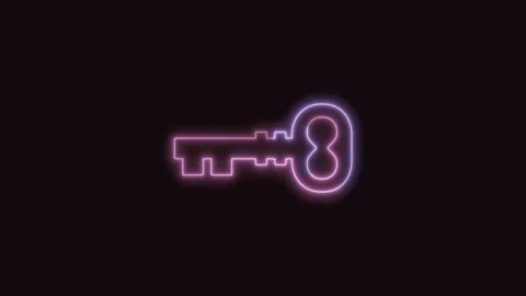 Key Icon Neon Seamless Loop with Black Background 4K Stock Footage 311302352