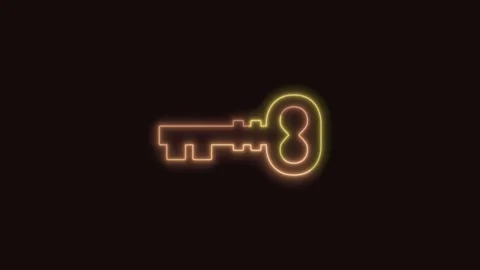 Key Icon Neon Seamless Loop with Black Background 4K Stock Footage 311430906