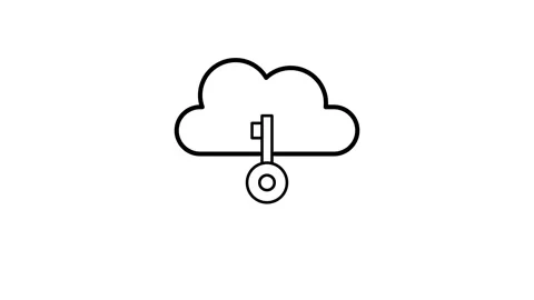 A key icon overlapping a cloud icon, symbolizing security and cloud storage. Stock Footage 334095241
