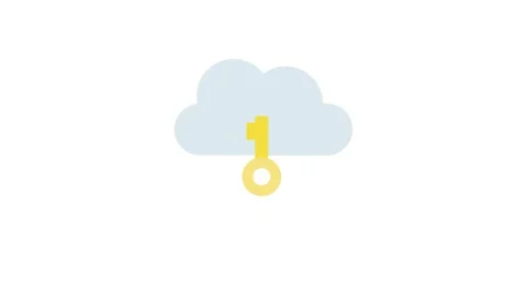 A key icon overlapping a cloud icon, symbolizing security and cloud storage. Stock Footage 334100895