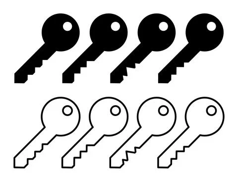 Key icon set. Black security symbol. Vector collection isolated on white back Stock Illustration