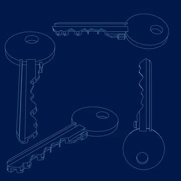 Key Icon set Vector Design on blue Background. Vector illustration Illustrazione stock