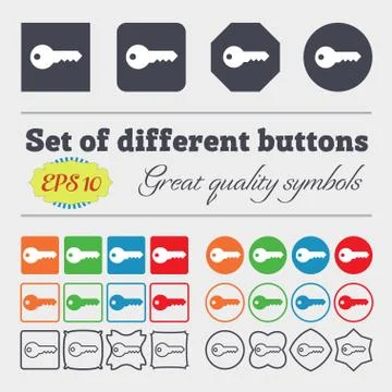 Key icon sign. Big set of colorful, diverse, high-quality buttons. Vector イラスト素材