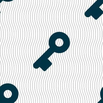 Key icon sign. Seamless pattern with geometric texture. Vector Stock Illustration