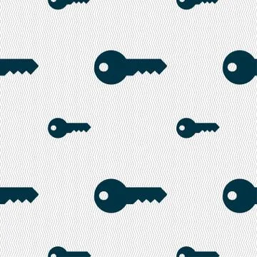 Key icon sign. Seamless pattern with geometric texture. Vector Stock Illustration
