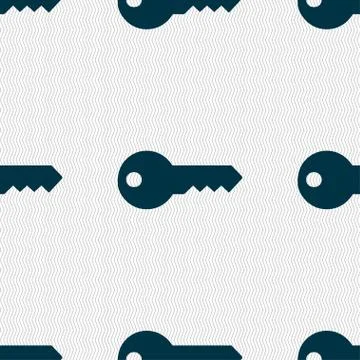 Key icon sign. Seamless pattern with geometric texture. Vector Illustrazione stock
