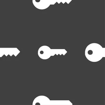 Key icon sign. Seamless pattern on a gray background. Vector Illustrazione stock
