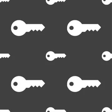 Key icon sign. Seamless pattern on a gray background. Vector Stockillustratie