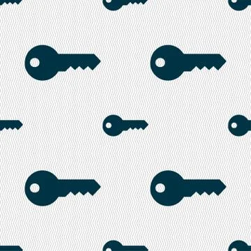 Key icon sign. Seamless pattern with geometric texture. Stock Illustration