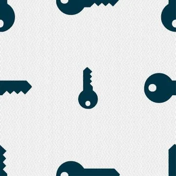 Key icon sign. Seamless pattern with geometric texture. Illustrazione stock