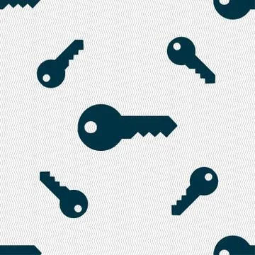 Key icon sign. Seamless pattern with geometric texture. Stockillustratie
