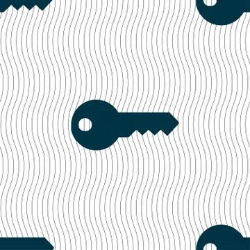 Key icon sign. Seamless pattern with geometric texture. Stock Illustration