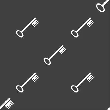 Key icon sign. Seamless pattern on a gray background. Illustrazione stock