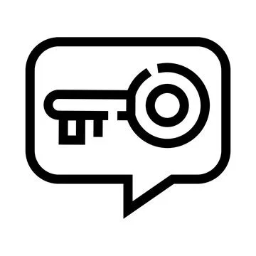 Key icon in speech bubble for private messages Stock-Illustration