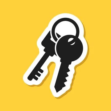 Key icon sticker in flat style. Security vector illustration on isolated ba.. Stock Illustration