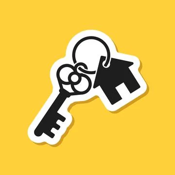 Key icon sticker in flat style. Security vector illustration on isolated ba.. Stock Illustration