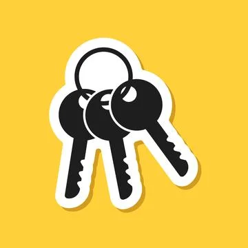 Key icon sticker in flat style. Security vector illustration on isolated ba.. Stock Illustration