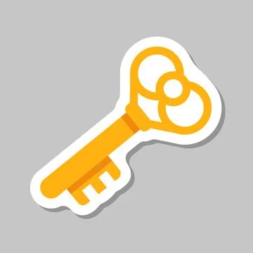 Key icon sticker in flat style. Security vector illustration on isolated ba.. Stock Illustration