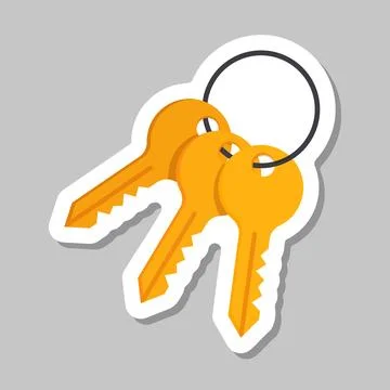 Key icon sticker in flat style. Security vector illustration on isolated ba.. Stock Illustration