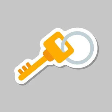 Key icon sticker in flat style. Security vector illustration on isolated ba.. Stock Illustration