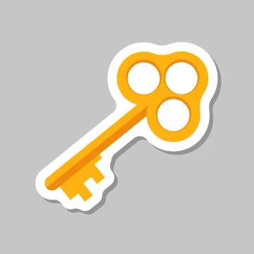 Key icon sticker in flat style. Security vector illustration on isolated ba.. Stock Illustration