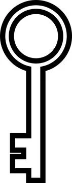 Key icon symbol line style. Door or house key to unlock lock. Security syst.. Stock Illustration