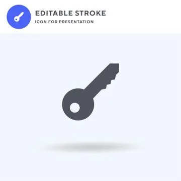 Key icon vector, filled flat sign, solid pictogram isolated on white, logo il Illustrazione stock