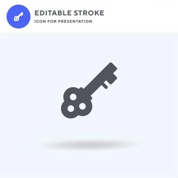Key icon vector, filled flat sign, solid pictogram isolated on white, logo Illustrazione stock