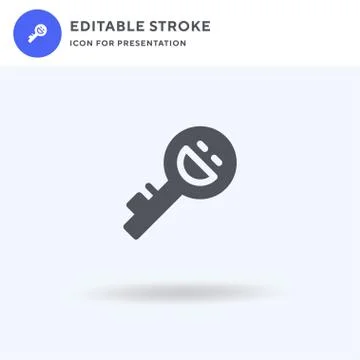 Key icon vector, filled flat sign, solid pictogram isolated on white, logo Illustrazione stock