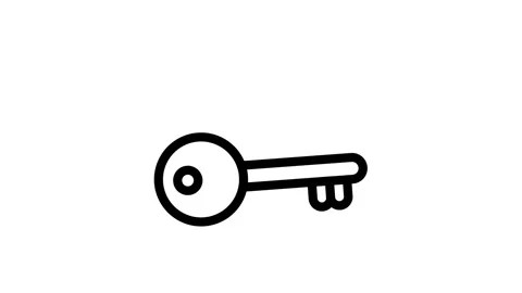 Key icon in vector format, illustrating concepts of security and entry. Stock Footage 334992230