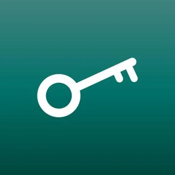 Key Icon vector illustration in flat style on green background. Unlock symbol Stock Illustration