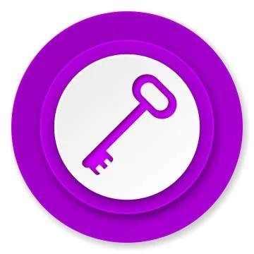 Key icon, violet button, secure symbol. Stock-Illustration