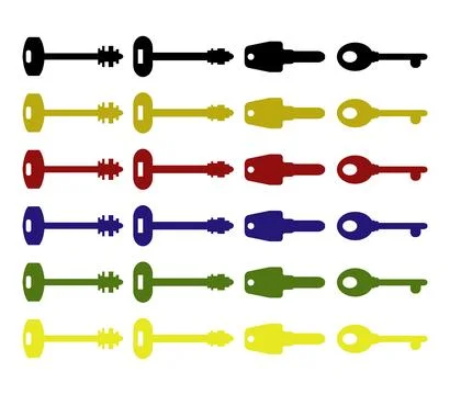 Key icons illustrated in vector on white background Stock Illustration