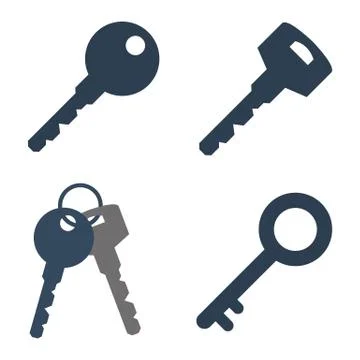 Key icons set on white background. Illustrazione stock