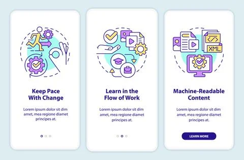 Key imperatives onboarding mobile app screen Illustrazione stock