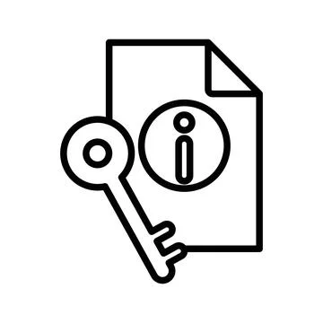 Key information icon linear logo mark in black and white Stock Illustration