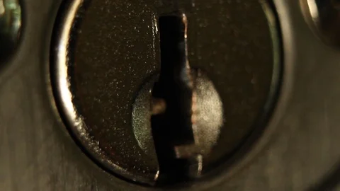 Key Inserted into Deadbolt Door Lock and Turned to Right and Removed Stock Footage 113784878