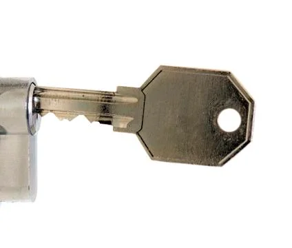 Key inserted into the keyhole Stock Photos