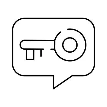 Key inside speech bubble creating security message Ilustração Stock