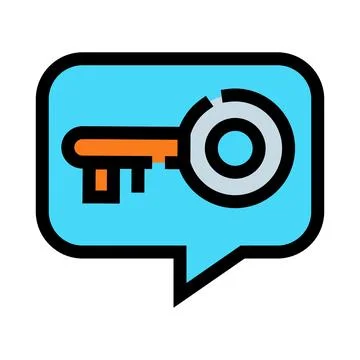 Key inside speech bubble representing communication solution Stock Illustration