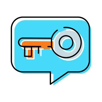 Key inside speech bubble representing communication security Stock-Illustration