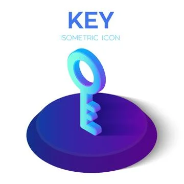 Key Isometric Icon. 3D Isometric Key Sign. Created For Mobile, Web, Decor, Pr Stock Illustration