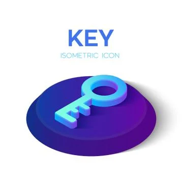 Key Isometric Icon. 3D Isometric Key Sign. Created For Mobile, Web, Decor, Pr Stock Illustration