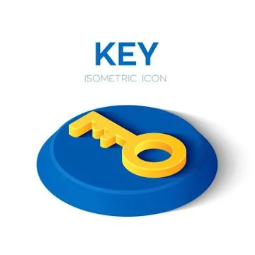 Key Isometric Icon. 3D Isometric Key Sign. Created For Mobile, Web, Decor, Pr Stock Illustration
