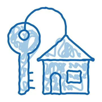 Key With Keyfob In Building Form doodle icon hand drawn illustration Ilustración de archivo