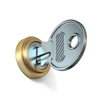 Key in keyhole 3D Stock Illustration