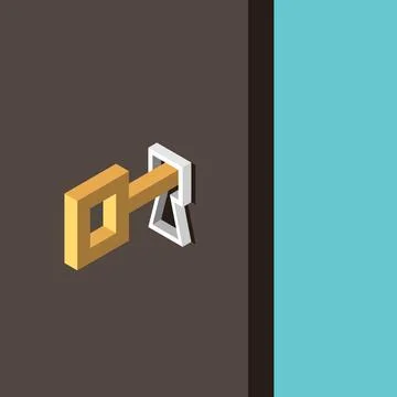 Key in keyhole concept Stock Illustration